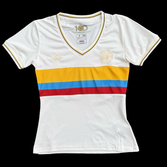 CAMISETA PARA DAMA DE LA SELECCION COLOMBIA CENTENARIO BEIS